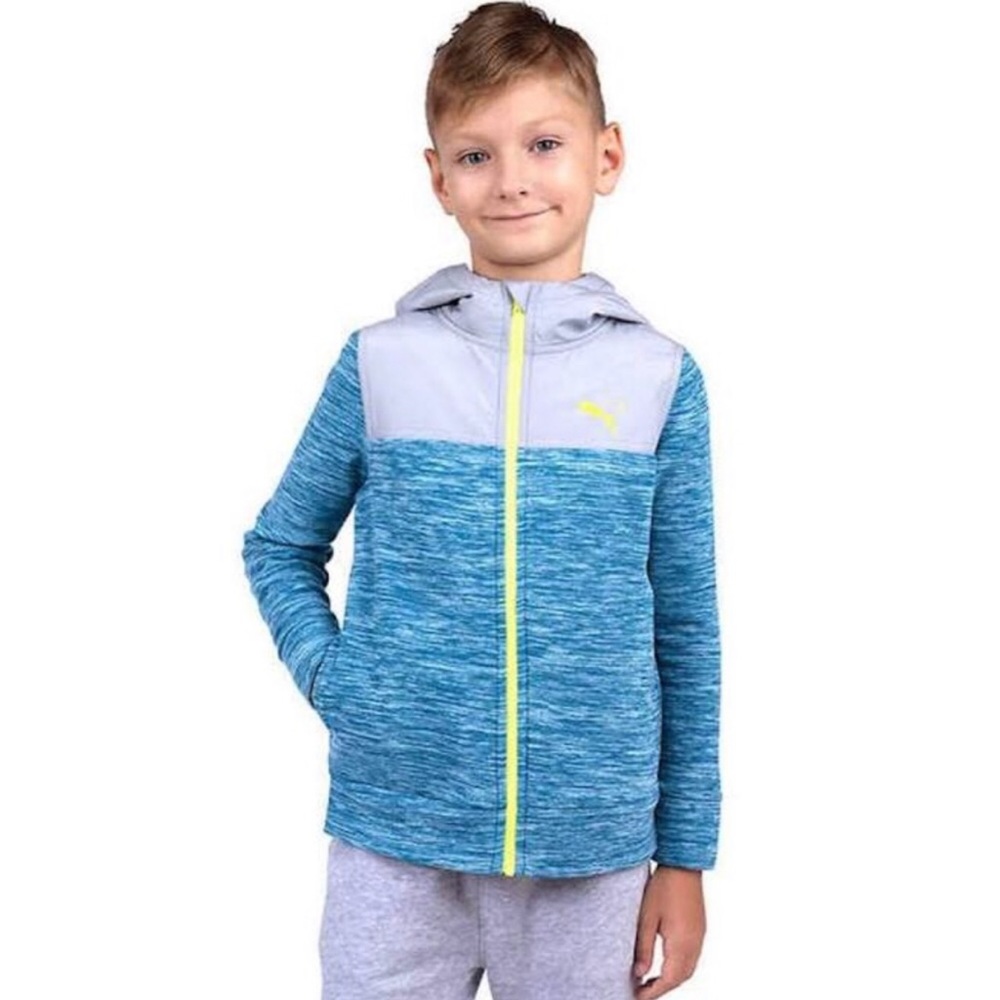Boys Puma Full Zip Up Fleece Hooded Jacket